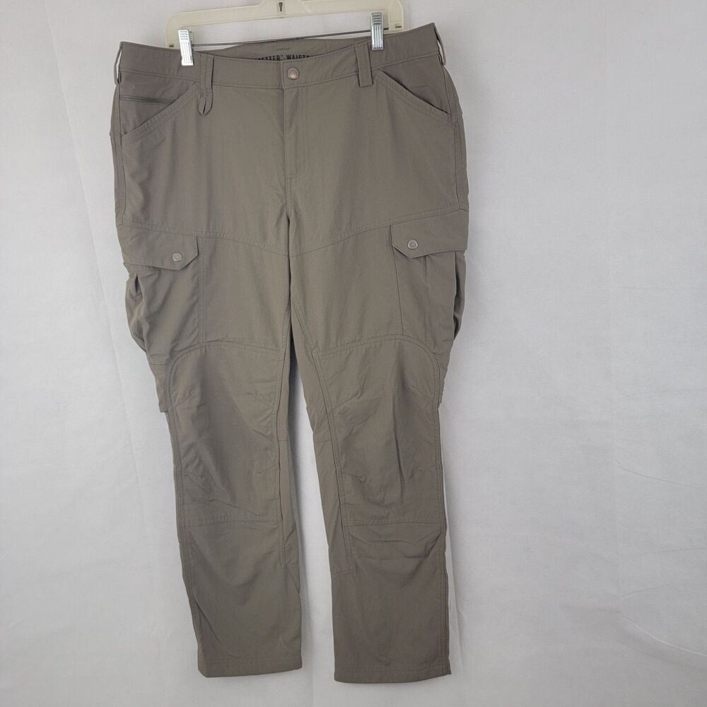DULUTH TRADING Womens Flextra Tough Slim Leg Pants Sz 18x31 Work TAUPE Cargo